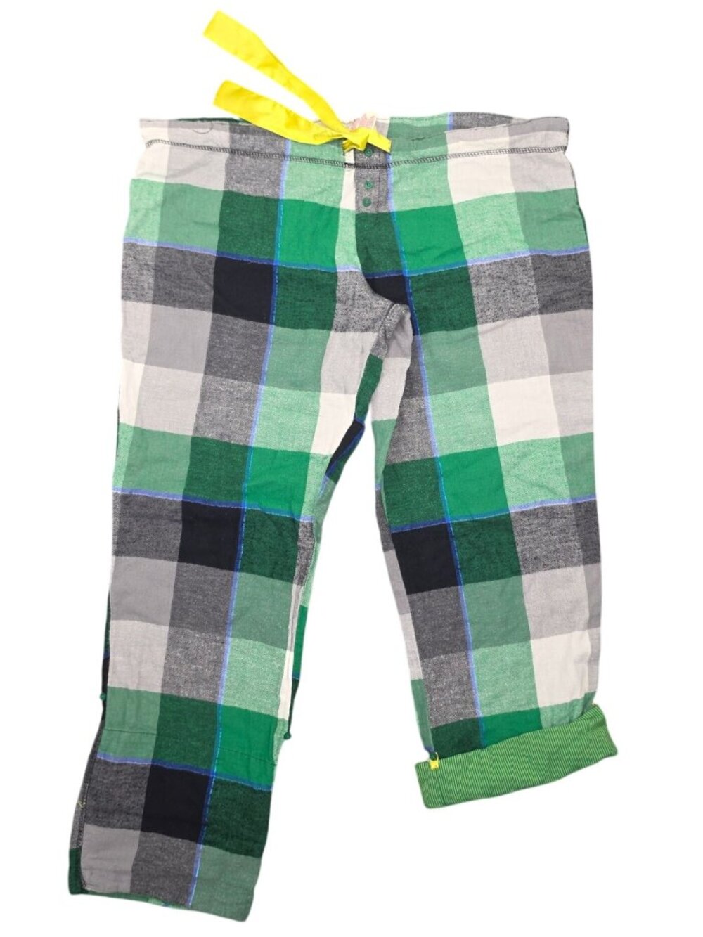 Women's Vintage? Y2K OP Ocean Pacific Flannel Plaid Roll Capri PJ Pants Large